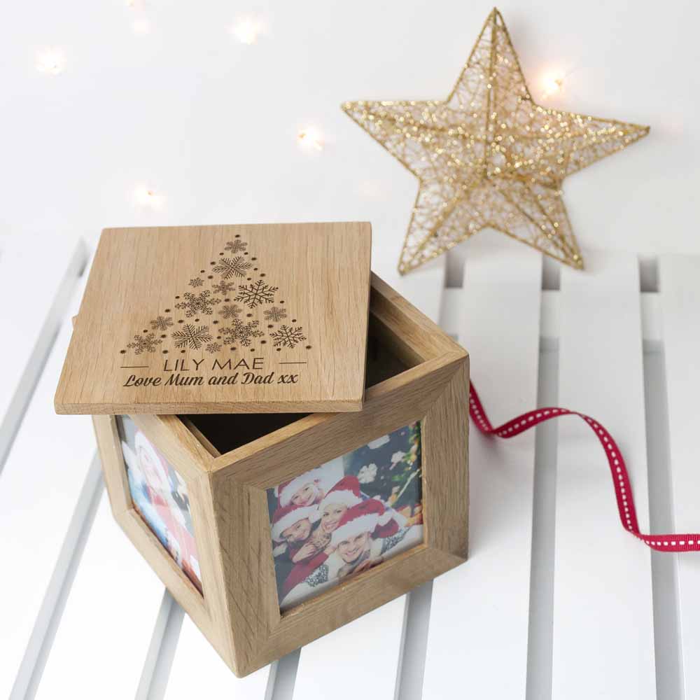 Christmas Oak photo cube