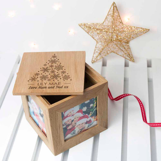 Christmas Oak photo cube