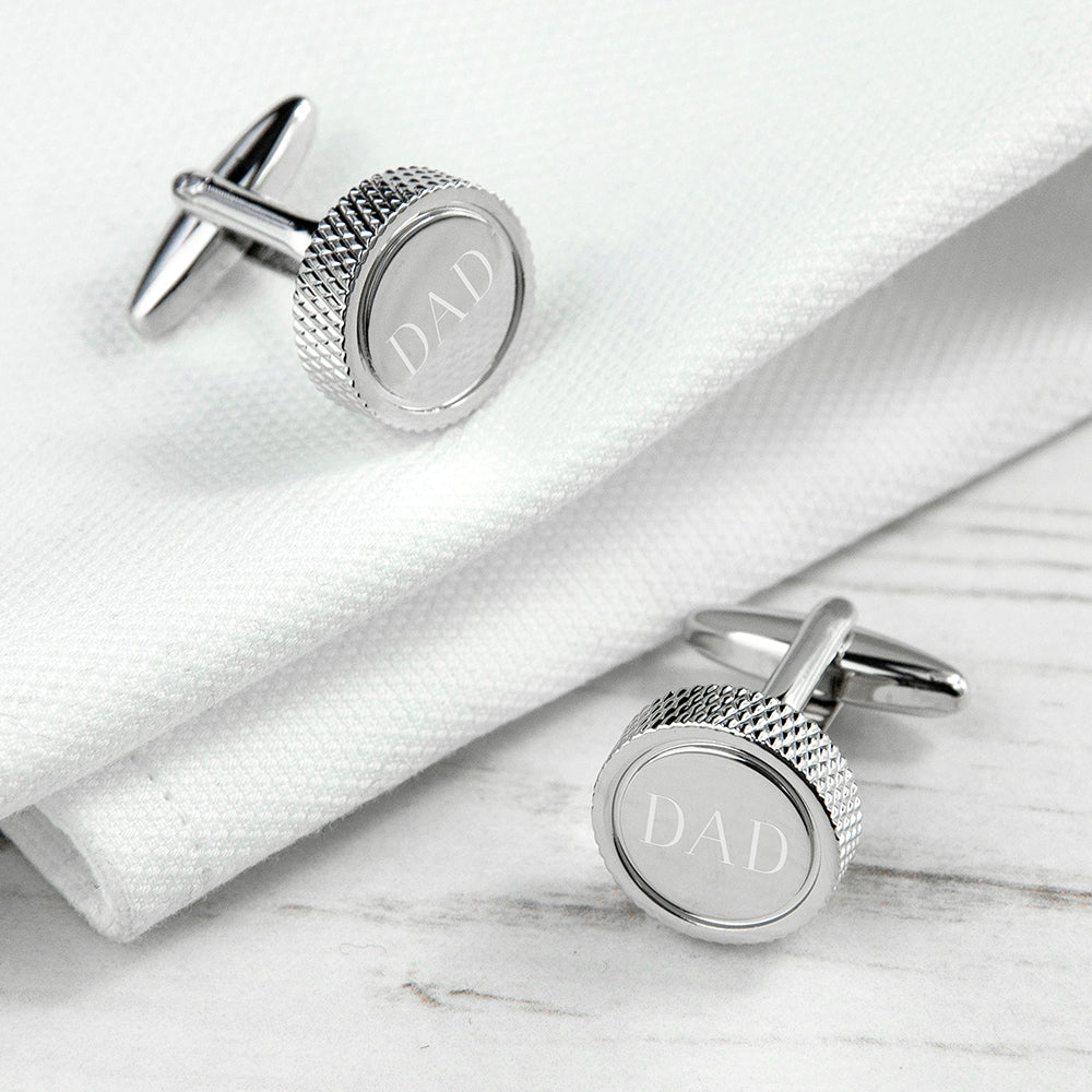 Monogram Rhodium Silver Plated Cufflinks - Engraved & Personalised