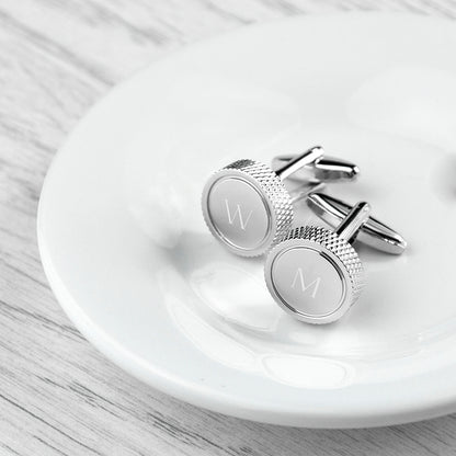 Monogram Rhodium Silver Plated Cufflinks - Engraved & Personalised