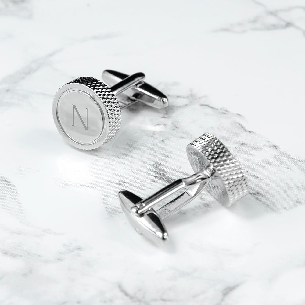 Monogram Rhodium Silver Plated Cufflinks - Engraved & Personalised