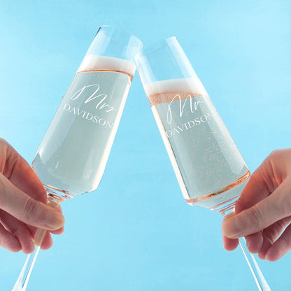 Mr & Mrs Champagne Flutes - Personalised Wedding Gift