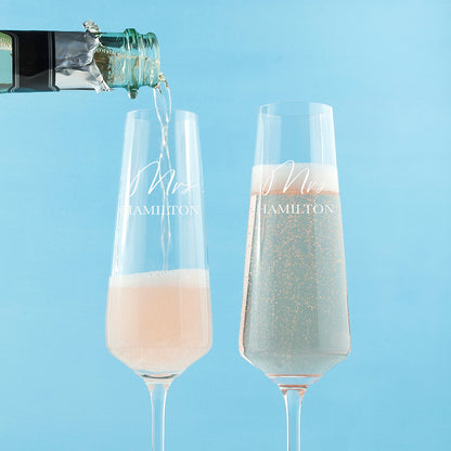 Mr & Mrs Champagne Flutes - Personalised Wedding Gift