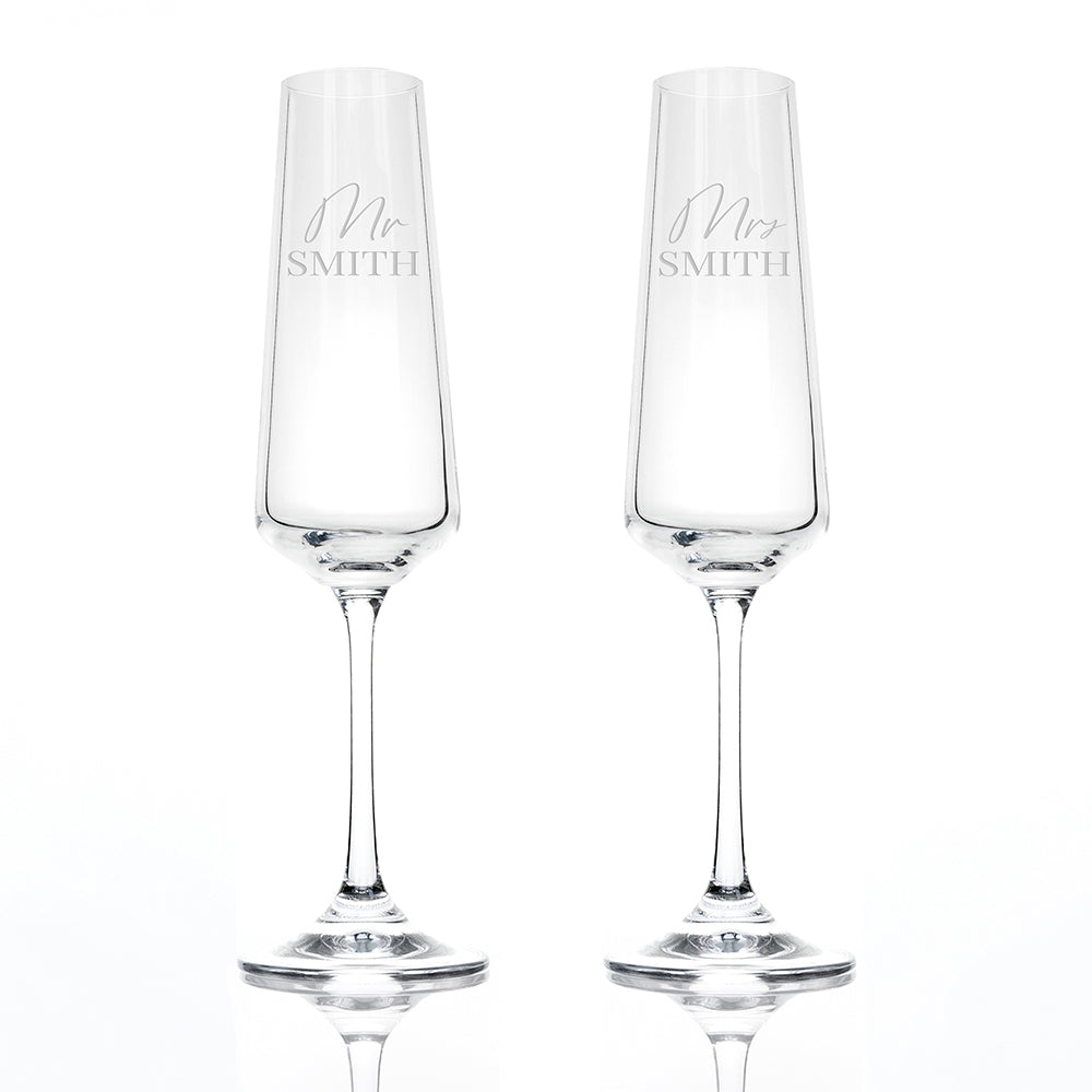 Mr & Mrs Champagne Flutes - Personalised Wedding Gift