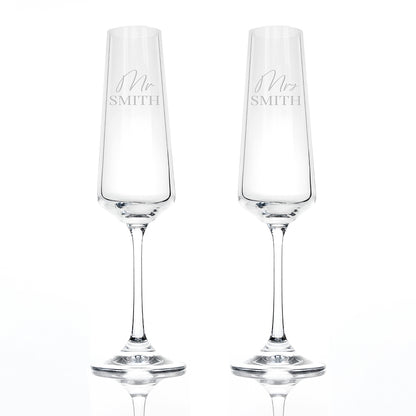 Mr & Mrs Champagne Flutes - Personalised Wedding Gift