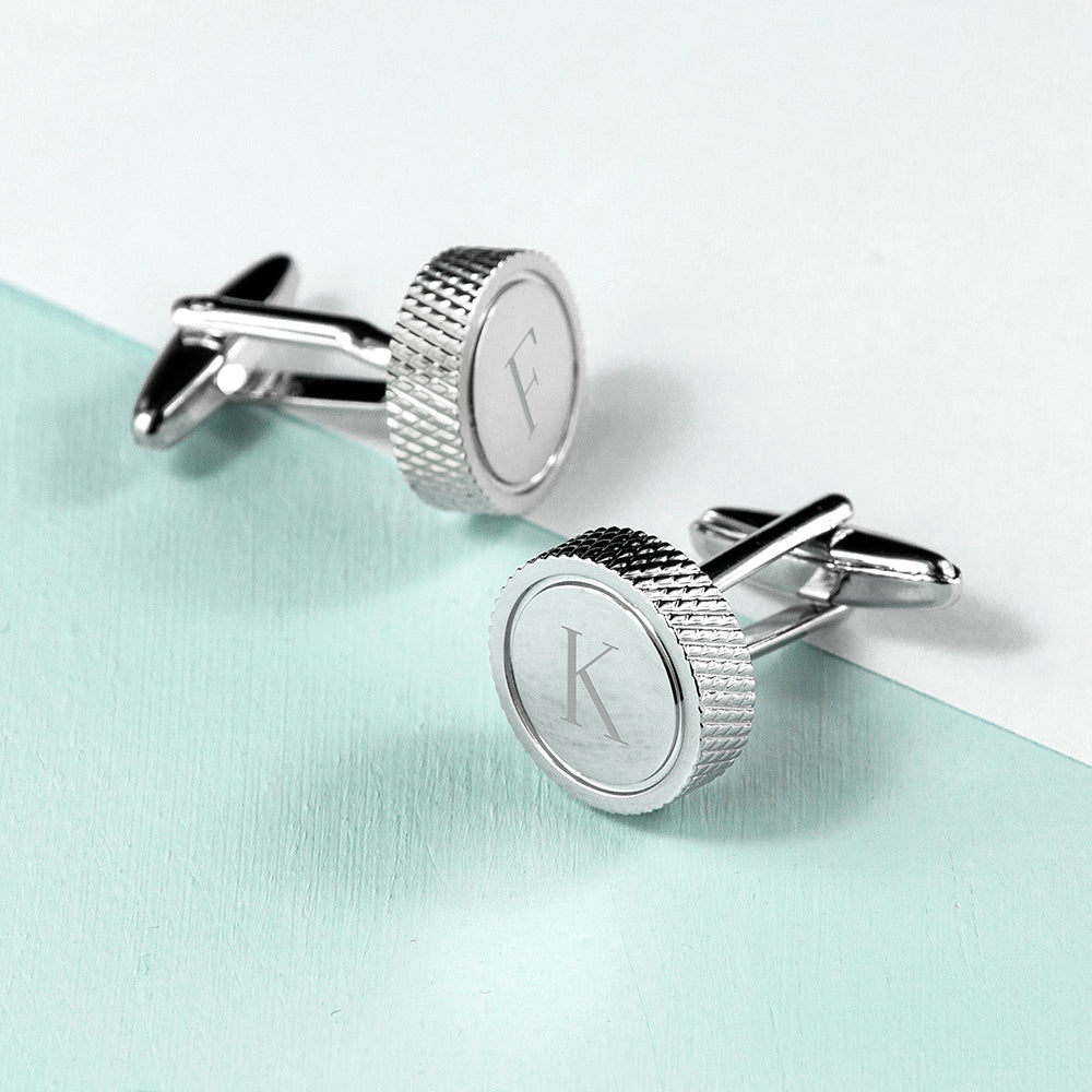 Monogram Rhodium Silver Plated Cufflinks - Engraved & Personalised