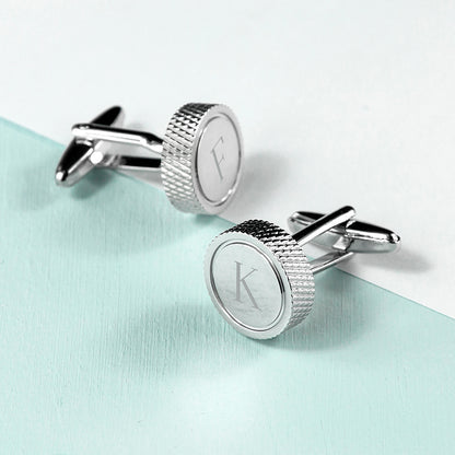 Monogram Rhodium Silver Plated Cufflinks - Engraved & Personalised