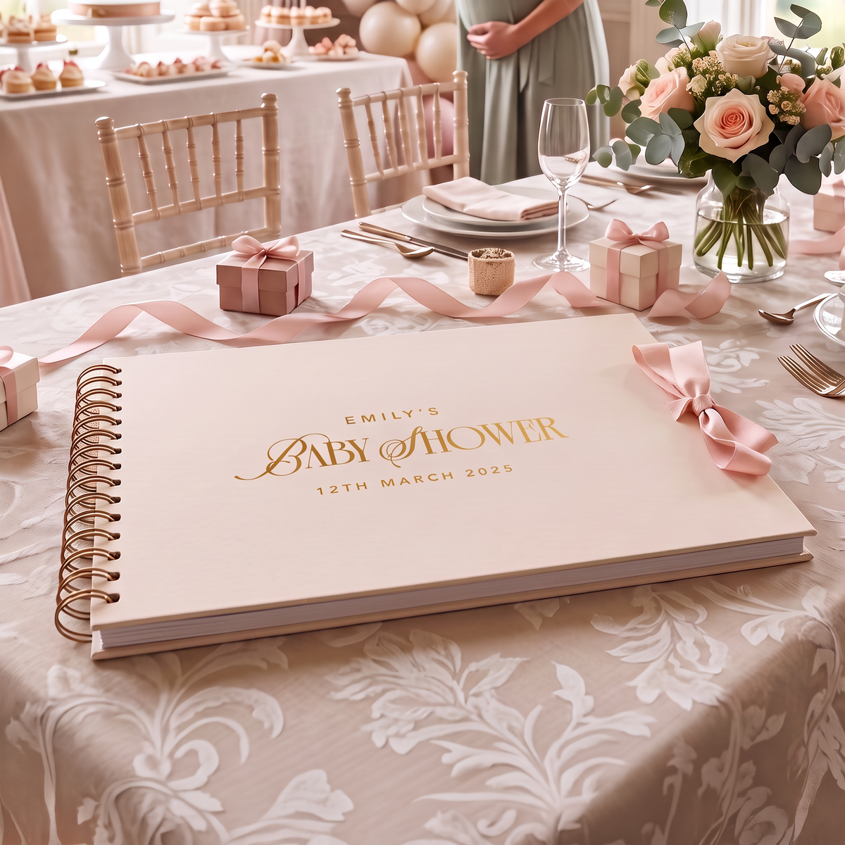 Baby Shower A4 Scrapbook Guest Book - Pink Edition - Personalised – Personalised Scrapbook Memory Book Photo Album