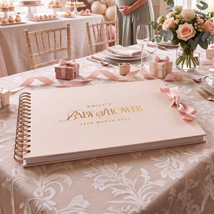Baby Shower A4 Scrapbook Guest Book - Pink Edition - Personalised – Personalised Scrapbook Memory Book Photo Album