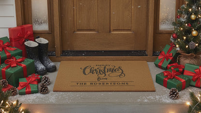 Merry Christmas Personalised Doormat | Brown | Home Gift | Indoor and Outdoor Use | Weatherproof