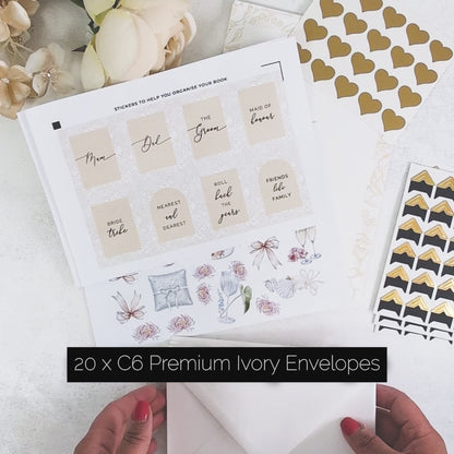 Letters to the Bride - 20 envelopes, writing papers & heart seals - Letter Kit - scrapbook not included