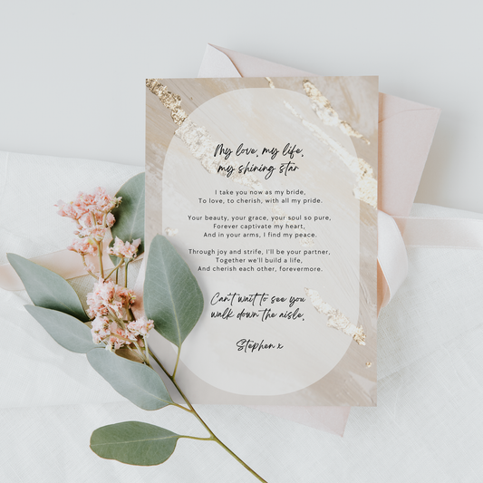 Wedding Day Card to Bride from Groom - Poem - Personalised