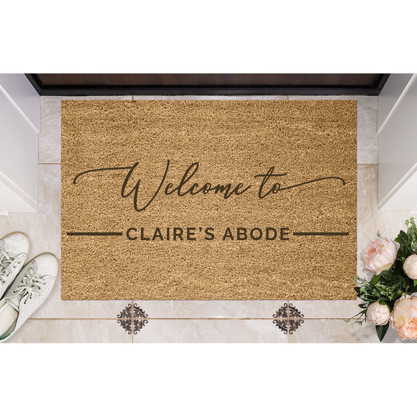 Personalised Doormat (Welcome To) - Synthetic Weatherproof Coir for Outdoor or Indoor Use