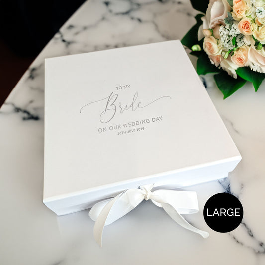Personalised To My Bride Box - Multi Size - White, Navy & Black