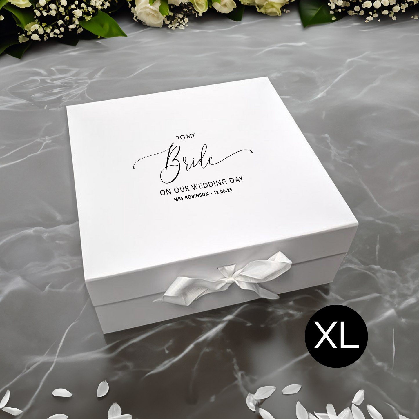 Personalised To My Bride Box - Multi Size - White, Navy & Black