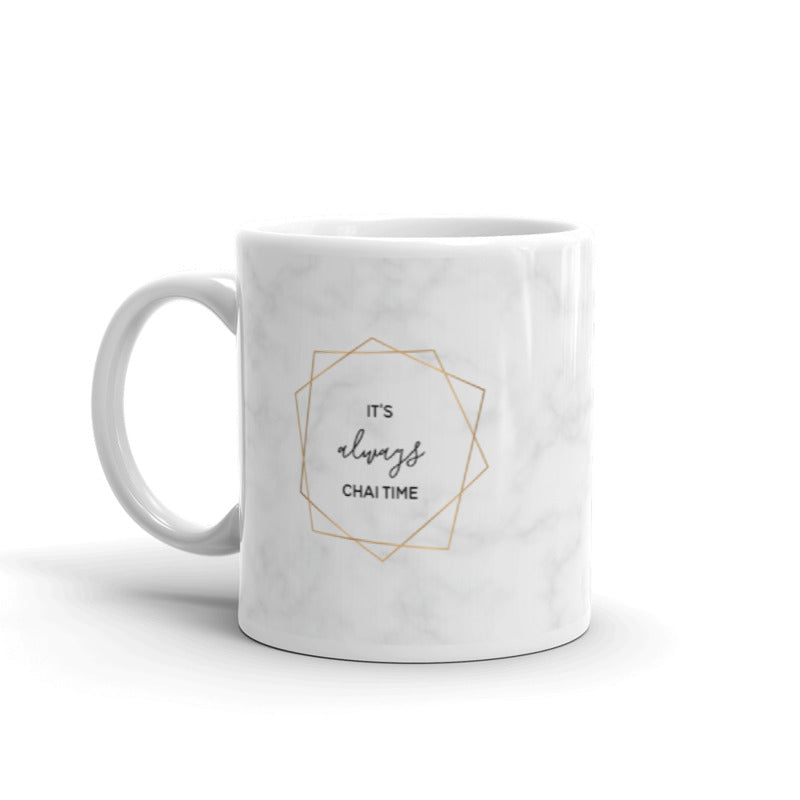 It's Always Chai Time Mug - Personalised (Marble Design)