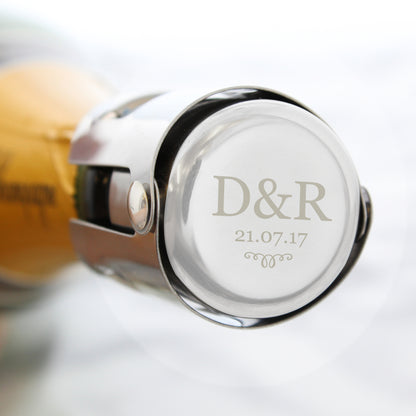 Personalised Bottle Stopper with Mongram and Date - Couple Gift
