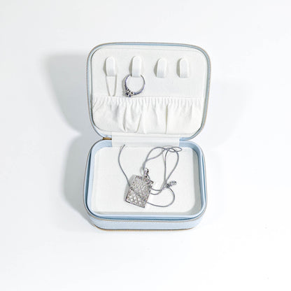 Pearl Blue Travel Jewellery Box - Personalised