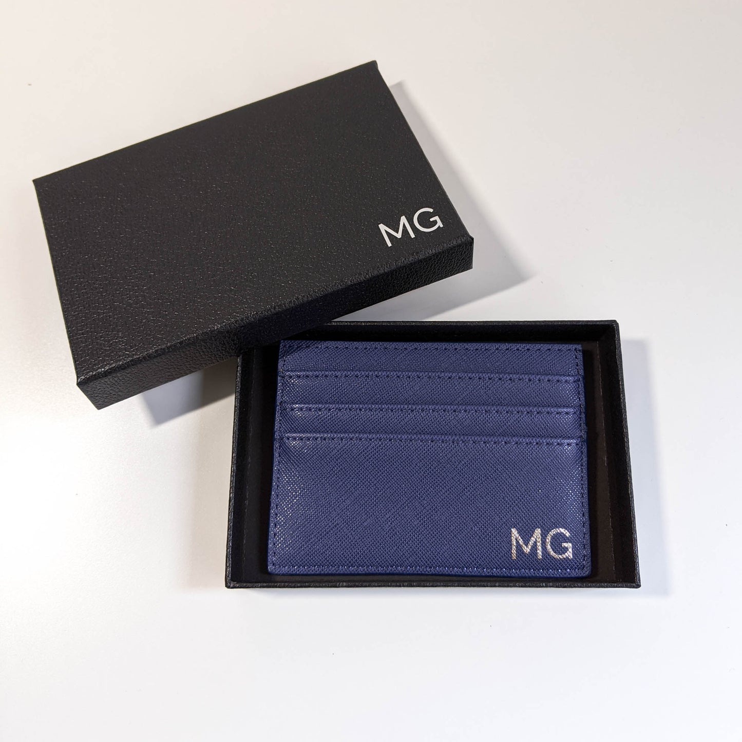 Personalised Credit Card Holder - Unisex - Tan Brown, Champagne Silver, Classic Blue and Black