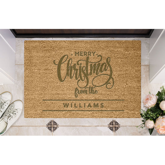 Merry Christmas Personalised Doormat | Brown | Home Gift | Indoor and Outdoor Use | Weatherproof