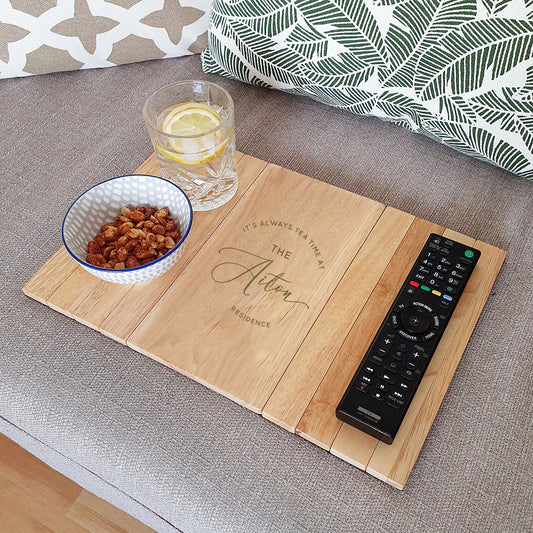 Family Personalised Wooden Sofa Tray - It's always tea time
