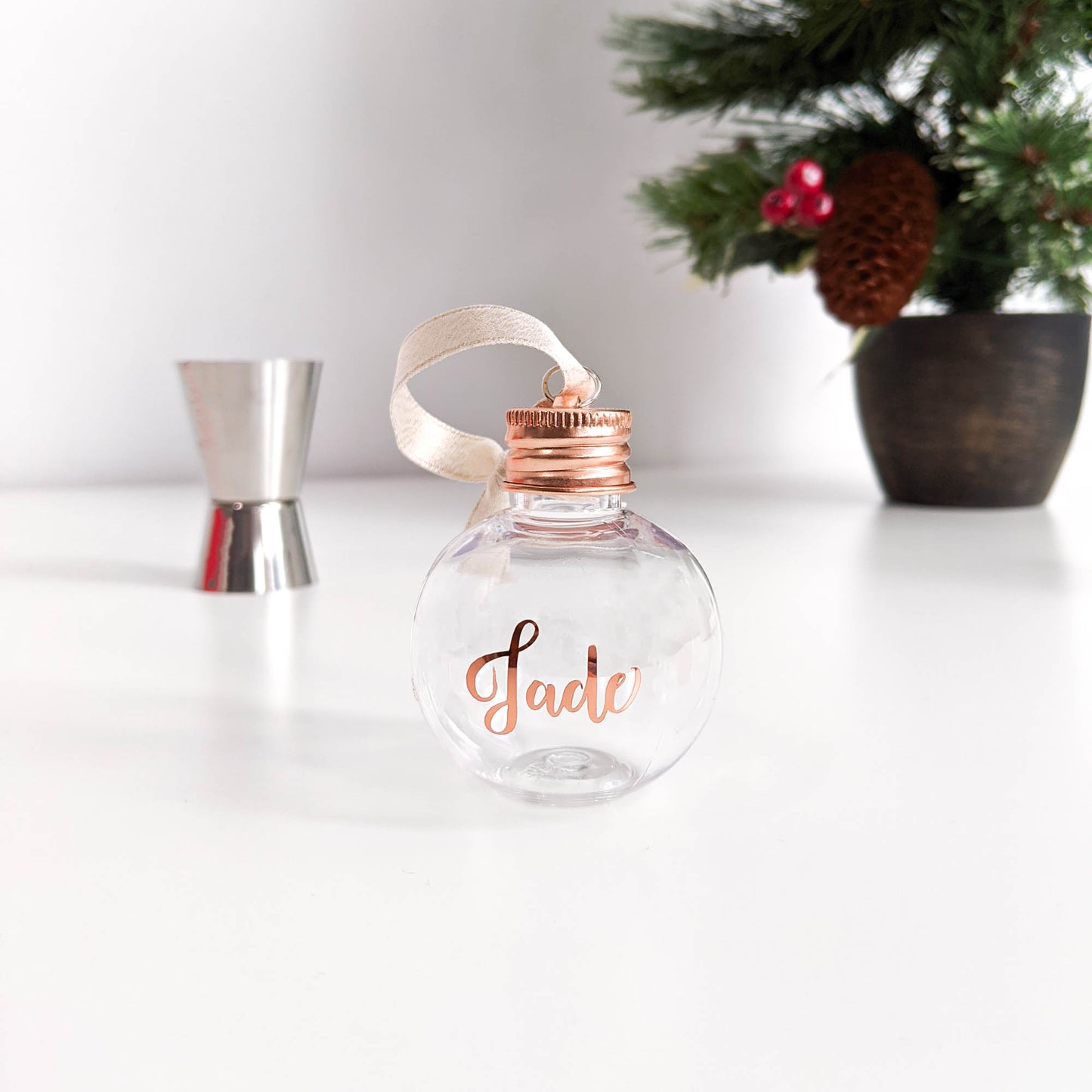 Personalised Mini Gin Bauble - Rose Gold