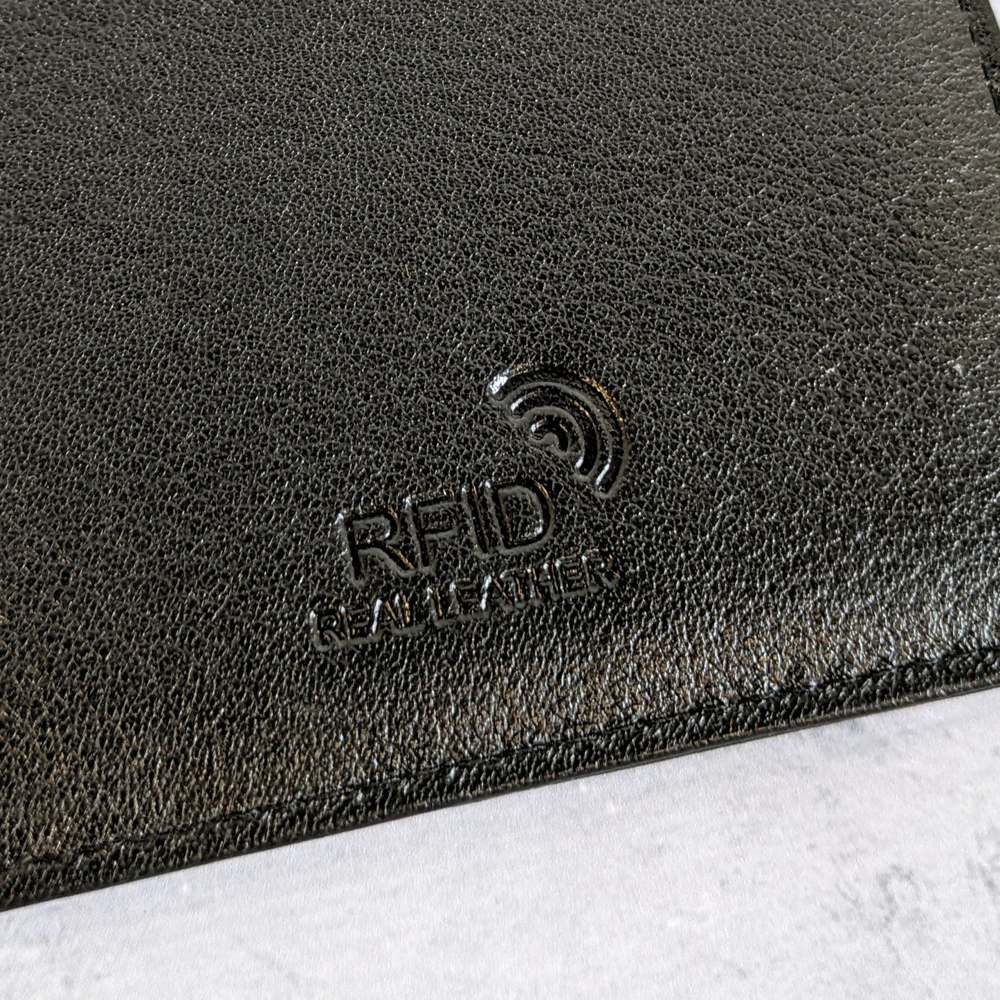 Personalised Passport Slip - Initials - Real Leather - Black & Navy