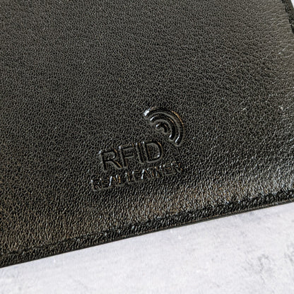 Personalised Passport Slip - Initials - Real Leather - Black & Navy