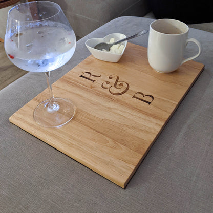 Personalised Wooden Sofa Tray - Initials