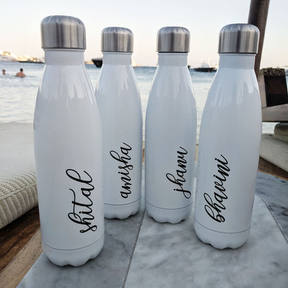 Personalised Water Bottle | Hot and Cold Tumbler | White Stainless Steel