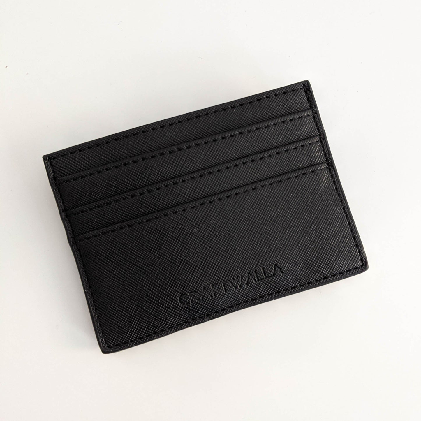 Black Leather Card Holder - Saffiano Effect