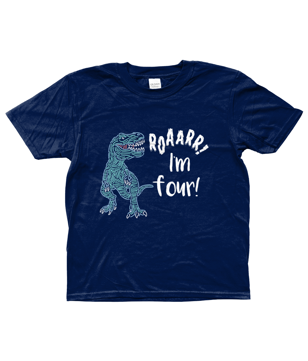 Roar I'm 4 Dinosaur T-shirt