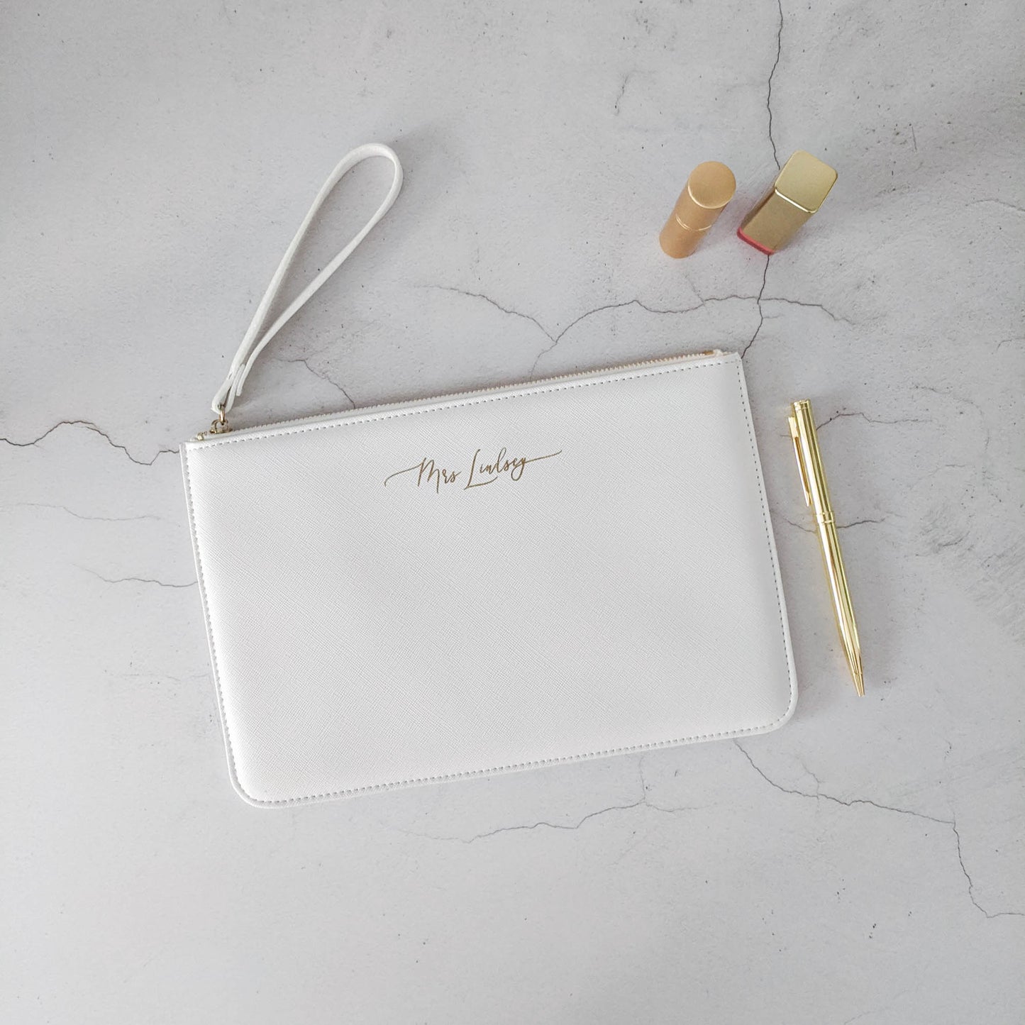 Personalised Accessory Clutch - Saffiano Leather Look